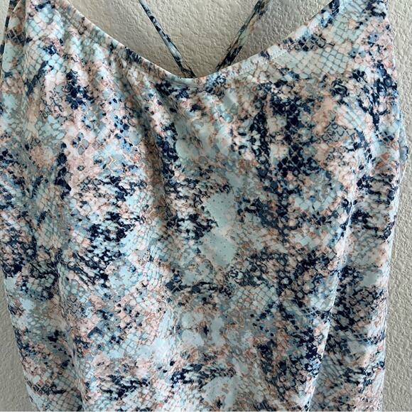 Kona Sol Watercolor Abstract Animal Print Earthy One Piece Strappy Swimsuit L - Picture 9 of 11